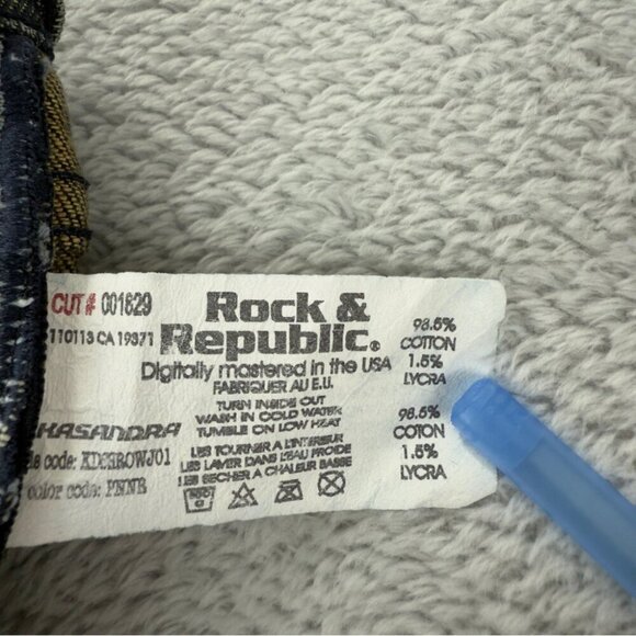 Rock & Republic Women's Sz 30x30 Distressed Five Pocket Denim Jeans Embroidered - Picture 7 of 14